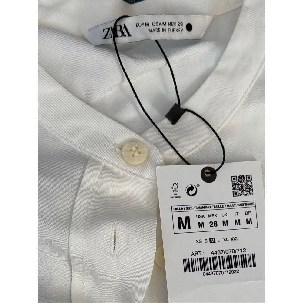 NEW ZARA Women’s Medium Ivory Cream Button Down Blouse - Picture 8 of 9